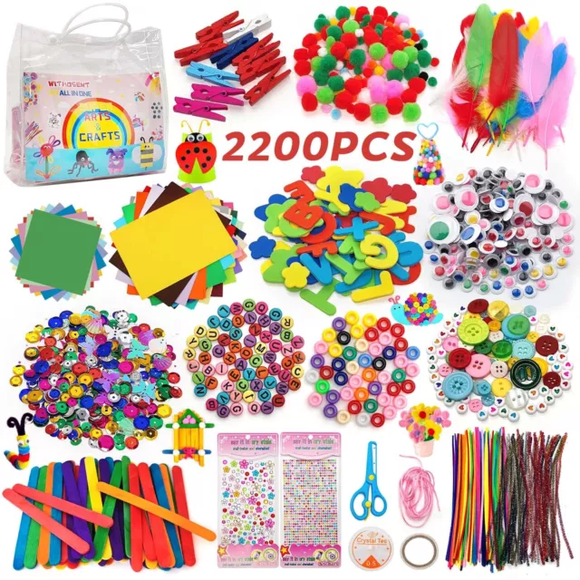 Lavoretti Creativi per Bambini, 2200+ Pezzi Kit Creativo Bambina DIY Art Craft S