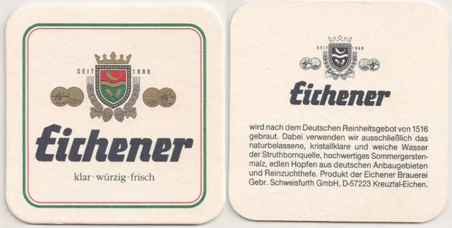 Eichener Brauerei, Kreuztal - Bierdeckel "Reinheitsgebot von 1516"