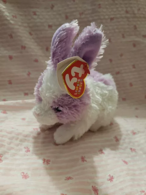 TY Basket Beanie Baby - MIPSY the Purple & White Bunny - RARE! - MWMT's