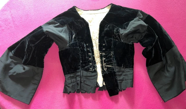 ANCIEN CARACO VESTE folklore breton femme coton et velours EUR 45,00