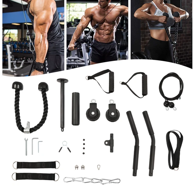 Gym Cable Machine, VINTEAM Fitness Cable Pulley System For LAT Pulldown And Lift Exercise, 2.5m Upgraded Tray Cable Pulley Attachment For Home Gym