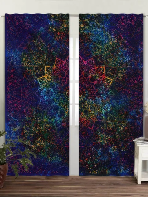 Bohemian Door Window Curtain Indian Hippie Mandala Boho Valances Star Pattern