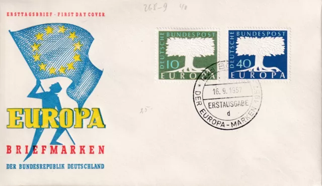 Briefmarken Bundesrepublik Deutschland MiNr. 268 - 269 FDC First Day Cover 1957