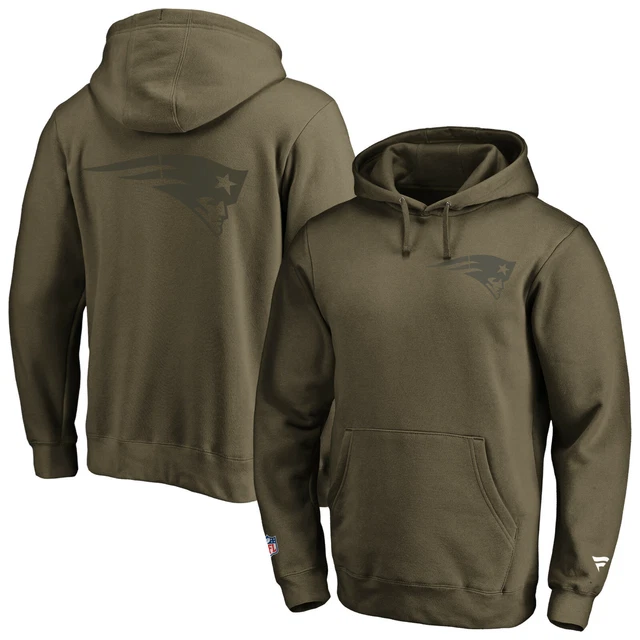 NFL Hoody New England Patriots Iconica Oliva con Cappuccio Felpa Pullover