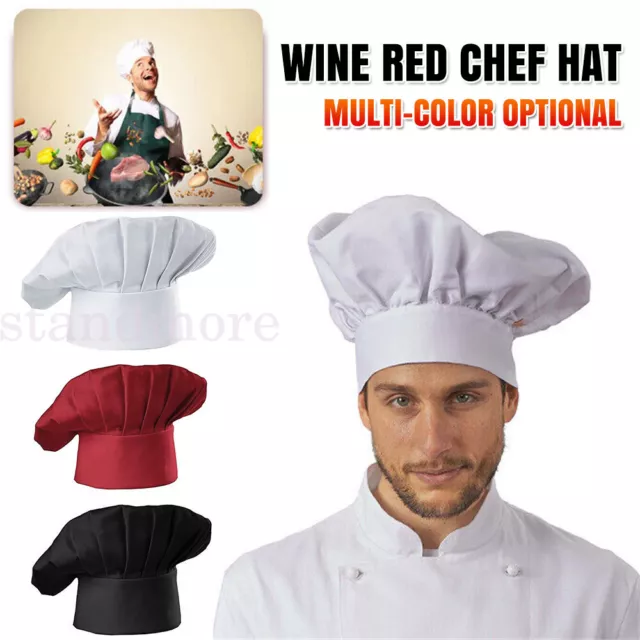 1/4pc Chef Cook Adjustable Soft Comfy Cap Elastic Kitchen Baker Quality 22cm Hat