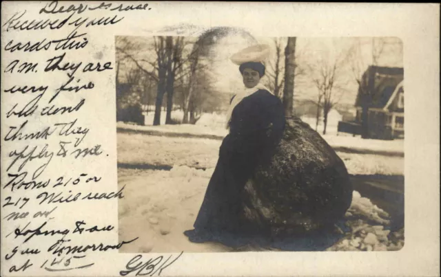 Brooklyn New York NY Older Woman Fashionable Coat and Hat c1910 RPPC Postcard