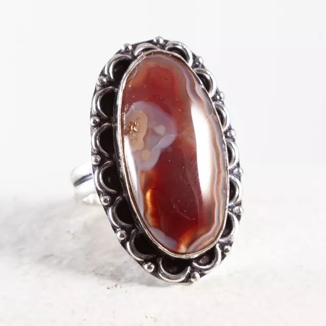 Wunderschöner Silber Ring, 925ger Sterlingsilber, Achat, Cabochon, 52