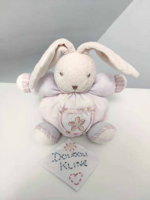 Peluche/Doudou Lapin Rose Mauve Beige Fleur Poche 2012 18cm - Kaloo