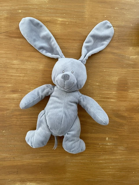 LO/PELUCHE Doudou LAPIN SIMBA TOYS BENELUX GRIS EMPREINTES MARRON KIABI 24 CM