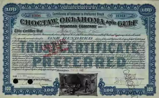 Choctaw Oklahoma & Gulf 1902 West Memphis Arkansas West Oklahoma Preferred Stock