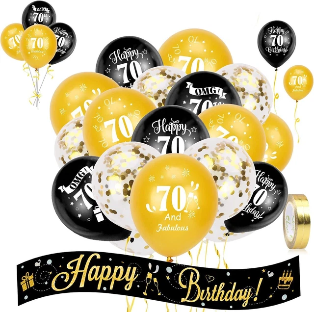 HOWAF Oro Nero 70 Anni Feste di Compleanno Decorazioni per Uomo e Donna 30 Pe