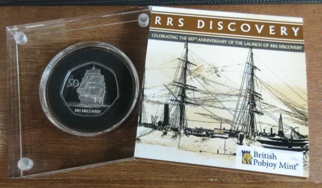 RRS Discovery 50p Silver Proof From SG&SSI 2021 Scott & Shackleton In Case +COA 2