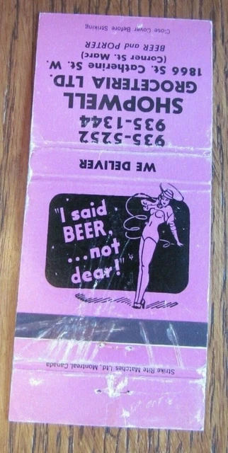 Girlie Matchbook Cover: Shopwell Groceteria Montreal, Quebec Matchcover -D12