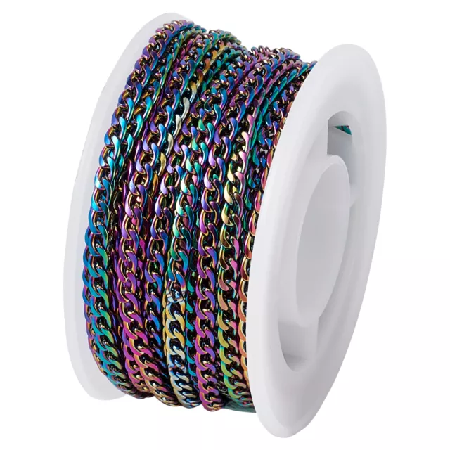 16FT/Roll Stainless Steel Curb Chains Unwelded Colorful Twist Links Multi-color
