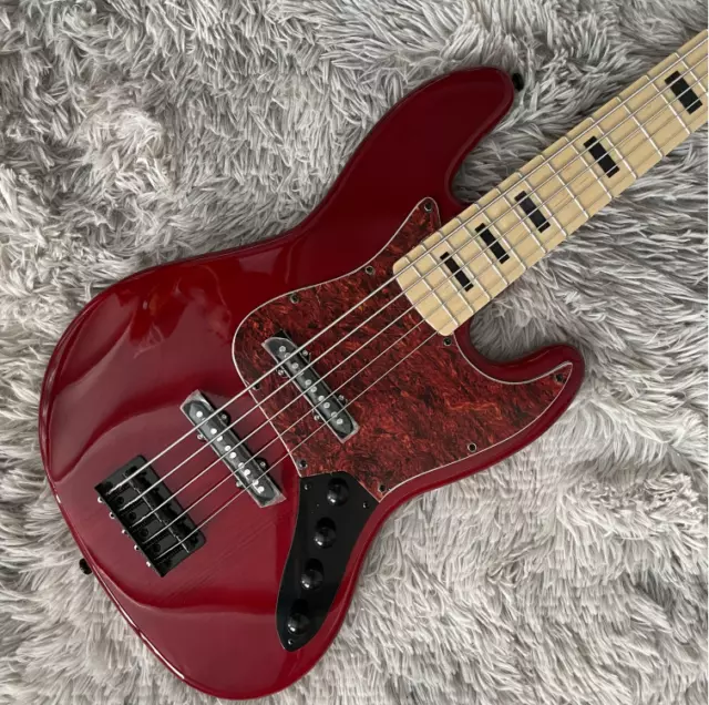 Custom 5-strings Electric Bass Guitar Red Jb Bass Black Hardware Maple Fretboard 3