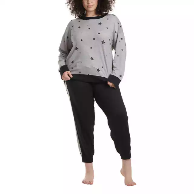 Splendid Women's 2-Piece Pajama Set Grey Heather Star Size-3X