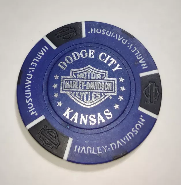 Navy Blue/Black/White Dodge City, Kansas Harley Davidson Poker Chip