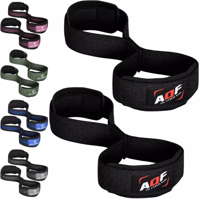AQF Weight Lifting Straps Figure 8 with Padded Cuff Wrist support Training