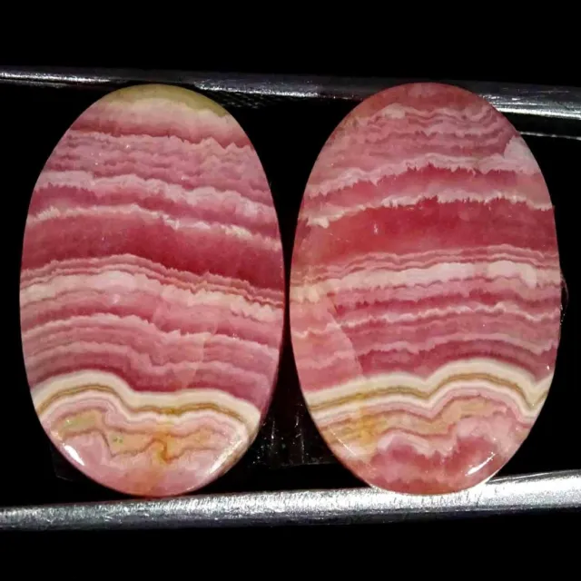 24.00 Cts Rhodochrosite Loose Gemstone Oval Cabochon Pair Natural 12x19x4mm