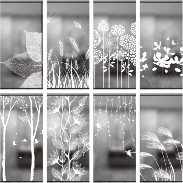 Floral Frosted Window Film Stained Glass Sticker Door Privacy Decor Translucent