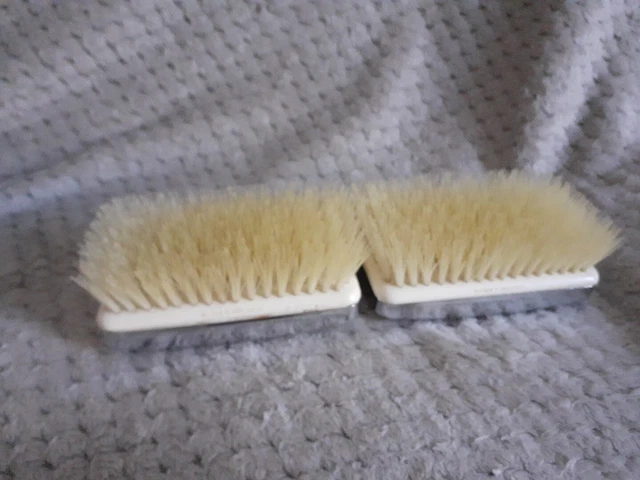 Vintage Pair Of Grooming Clothing Brush with Bristles Nylon And Silver