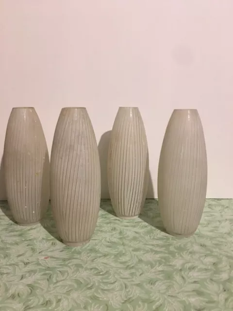 Lots 4 Tulipe En Verre Givré Lampe Lustre Applique Abat-jour Luminaire Vintage