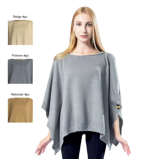 Capa Poncho Suéter Largo Pulóver Mujer Cómodo de Invierno Lana