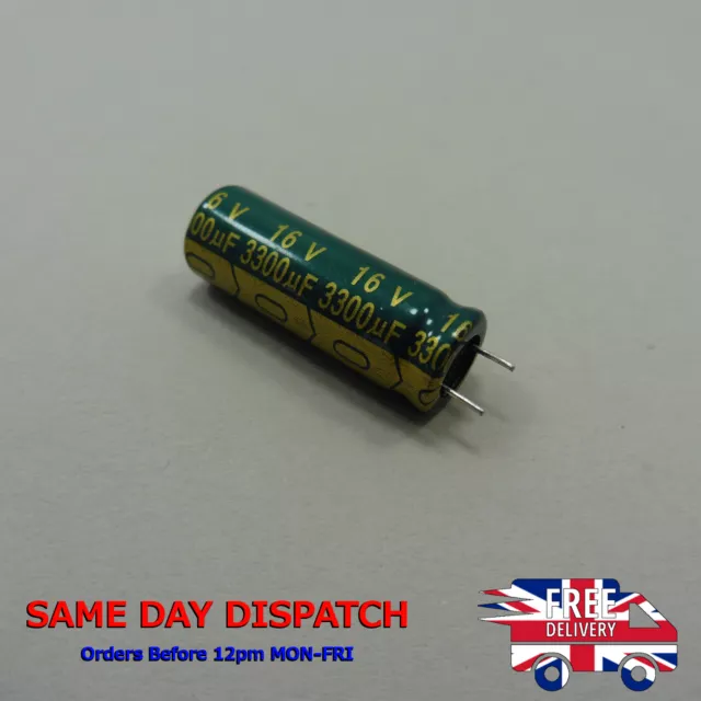 3300UF High Frequency Radial Electrolytic Capacitor 16V 105°C Green Gold