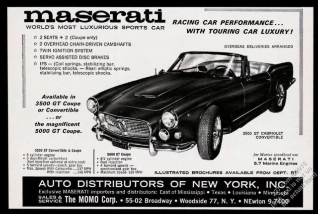 1962 Maserati 3500GT 3500 GT convertible car photo vintage print ad