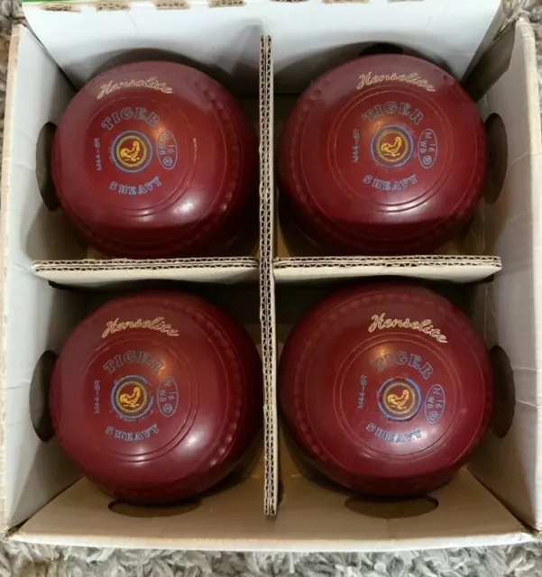 Henselite Tiger Lawn Bowls x 4 - Size 5H - WB16 - Burgundy 2