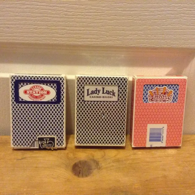Vintage CASINO Used Playing Cards :Lot of 3 from Las Vegas, Carson City & Biloxi