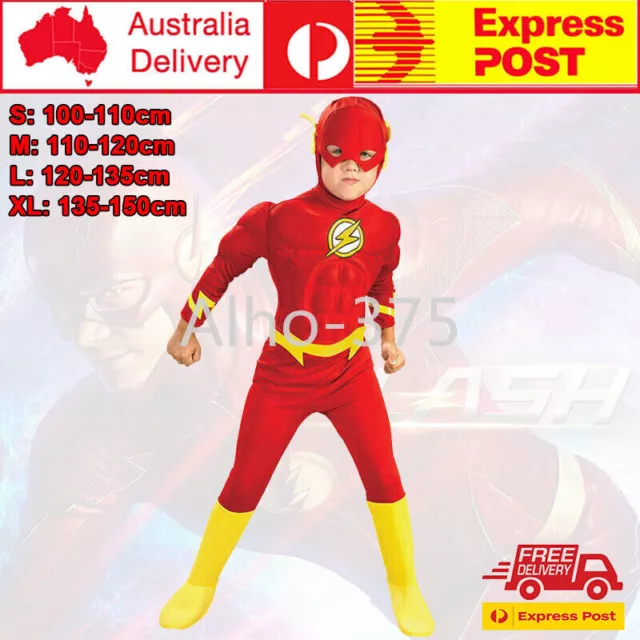 Kids Boys The Flash Costume Justice League Superhero Cosplay Outfits Christmas