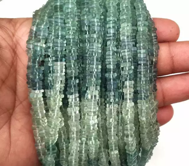 Natural Fluorite Heishi Beads Square Shape 5-6 MM Gemstone Multi Color Wholesale