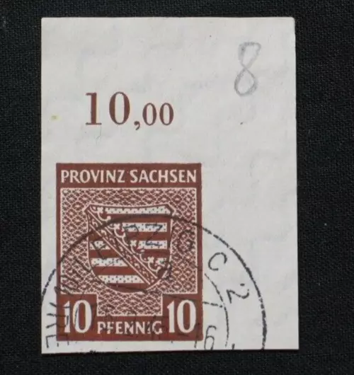 Allied occupation - SBZ - province of Saxony No. 72 stamped corner