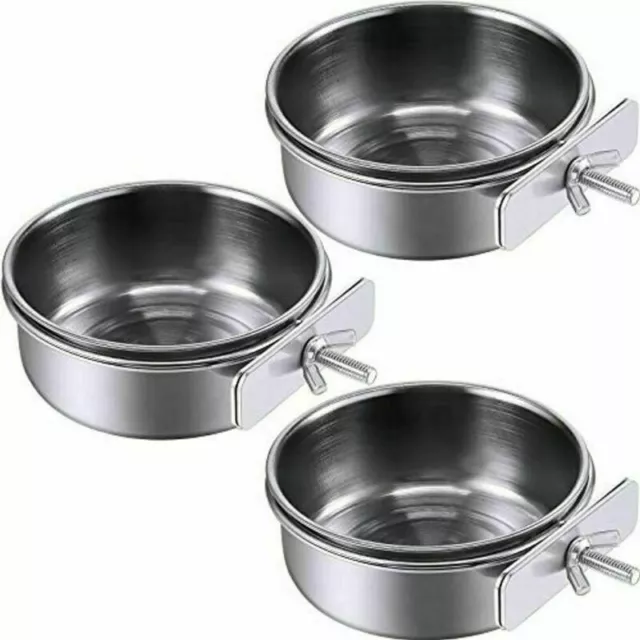 Pet Bird Hanging Cage Bowl Stainless Steel Feeding Food Drinking Feeder Dish Cup