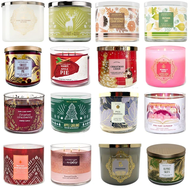 NEW BATH AND Body Works Large Scented 3Wick Candle, (Christmas Theme