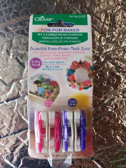 New Clover Pom Pom Maker Extra Small 2 Pack Craft Knit Crochet Sew