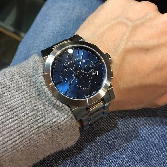 New Genuine Burberry Bu9363 The City Blue Dial Silver Chronograph Mens Watch Uk New Genuine Burberry Bu9363 The City Blue Dial Silver Chronograph Mens Watch Uk