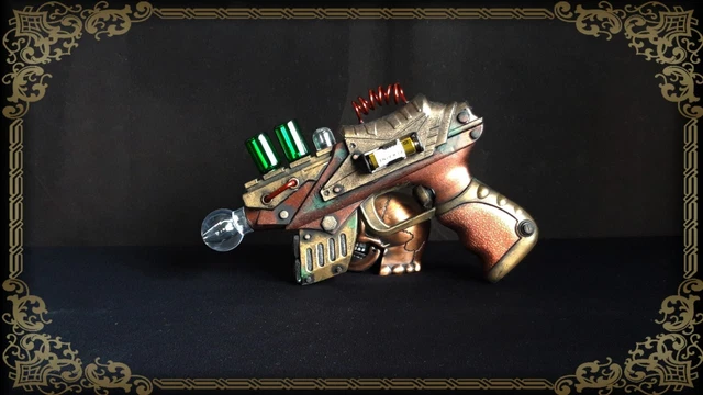 Pistola Steampunk Ray Gun retrò costume cosplay accessorio LARP - VEDI VIDEO