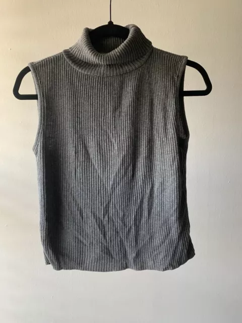 Vintage Bobbi Brooks Gray Mock Neck Sleeveless Sweater Size Medium
