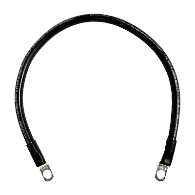 Marine Battery Cable, 4 AWG, Tinned Copper w/ Black PVC, 18" Length, 5/16" Lugs