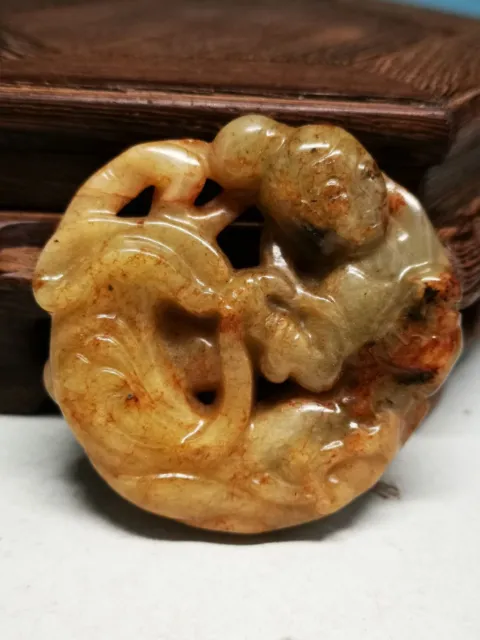 .Vintage Chinese Old Jade Hand Carved Hollow Out Beauty Chang'e Statue R20