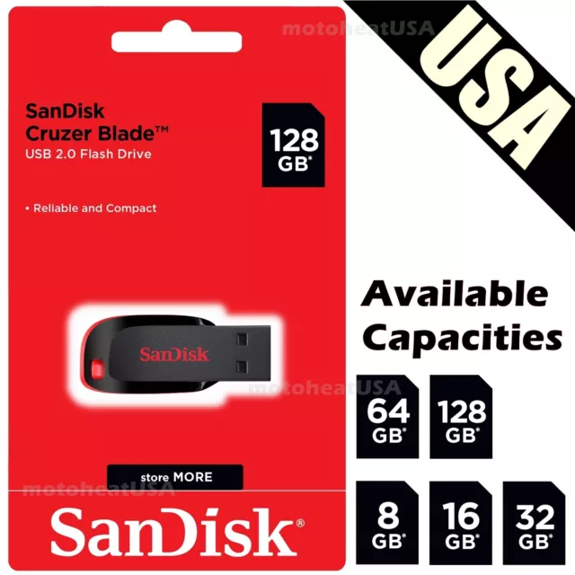 SanDisk 8GB 16GB 32GB 64GB 128GB Cruzer Blade Flash Lecteur Mémoire Clé USB Lot