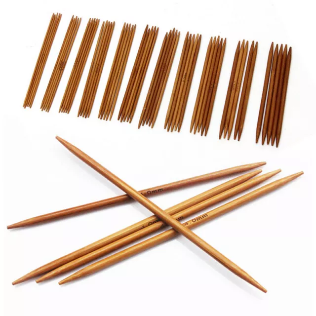 55 pcs Double Pointed Carbonized Bamboo Knitting Needle Crochet Set 11 Sizes