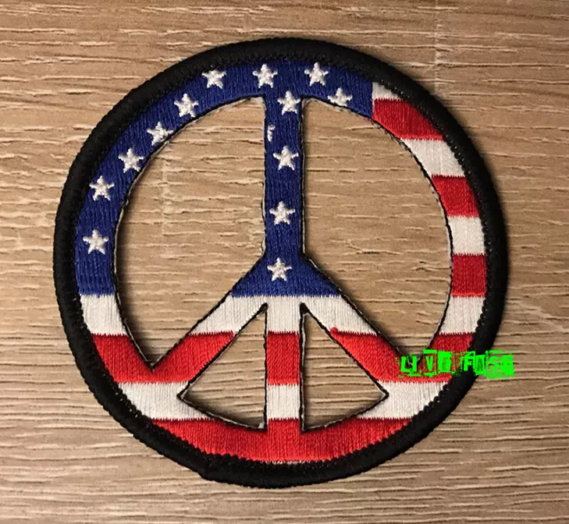 PEACE SIGN PATCH peace symbol usa hippie vest jacket vintage americana retro 60s