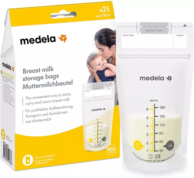 Medela Milk Storage Bags Breast Hygienic BPA-Free 25 Bags/Pack