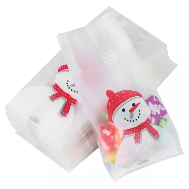 50 Pcs Cookie Bag Christmas Biscuit Bags Gift Container Snoman Candy Cellophane
