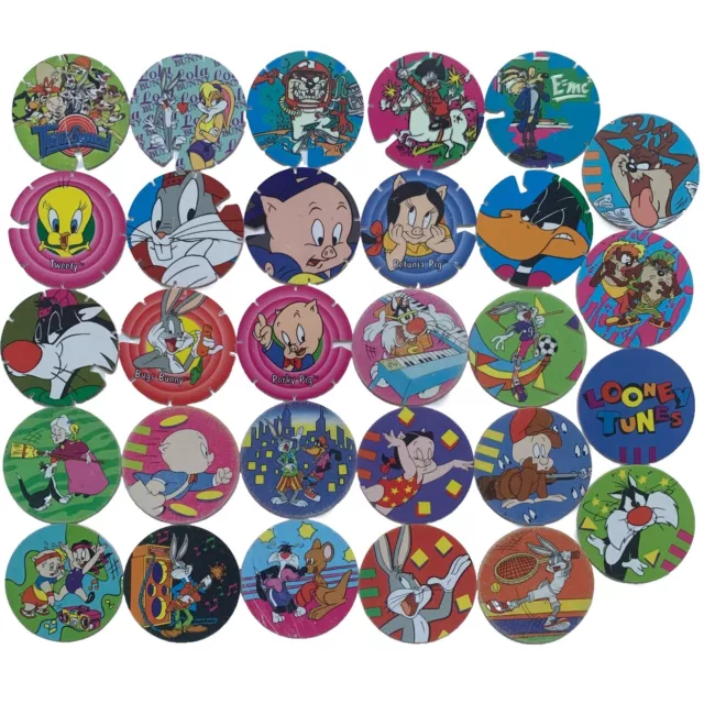 Looney Tunes Frito Lay Tazo Lot X 28 Time Warp Space Jam Techno Tazos 1995-96