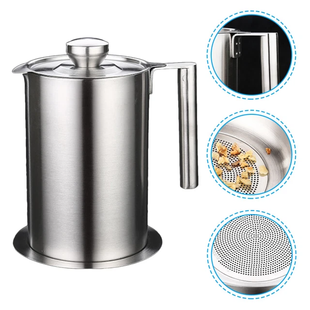 Pot à Huile Inox Avec Filtre Anti-fuite - Récipient De Stockage Graisse Et Huile De Cuisson - Pour Cuisine Domestique