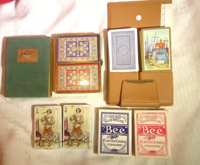 8 Vintage Decks of Playing Card Wallet Congress Box W/ Tax Stamps Bee 92 Back 67